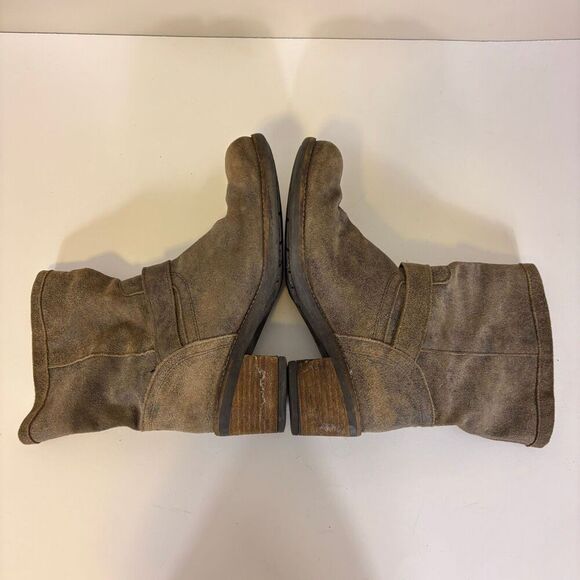 Felmini Brown Suede Mid Calf Heeled Pull On Boots Size 41 - Picture 6 of 9